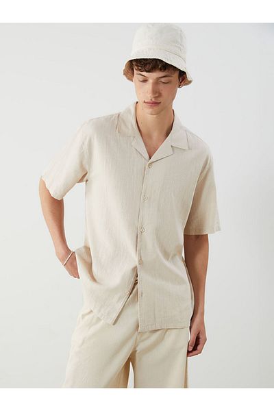 LC Waikiki Comfortable Fit Short Sleeve Linen Blended Men's Shirt