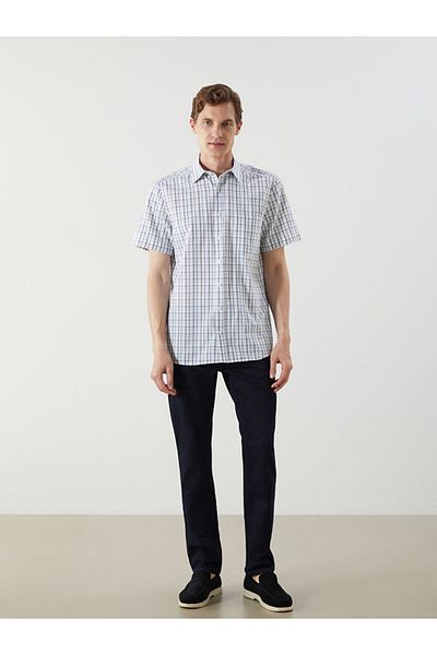 LC Waikiki Regular Fit Short Sleeve Plaid Poplin Men's Shirt