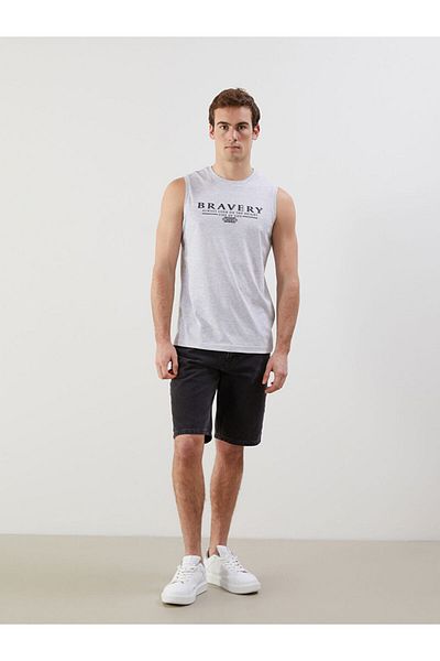 LC Waikiki Ανδρικό αμάνικο μπλουζάκι με στάμπα New Season Crew Neck - S5KO05Z8