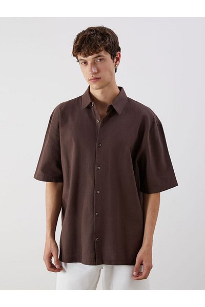 LC Waikiki Comfortable Fit Short Sleeve Linen Look Men's Shirt