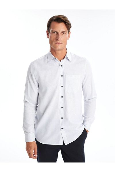 LC Waikiki Regular Fit White Striped Men's Shirt Eg131