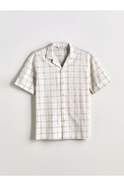 LC Waikiki Regular Fit Short Sleeve Plaid Dobby Men's Shirt