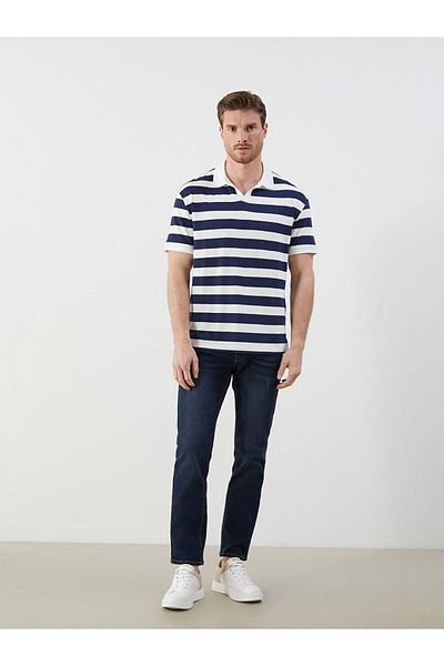 LC Waikiki Polo Neck Striped Combed Cotton Men's T-Shirt