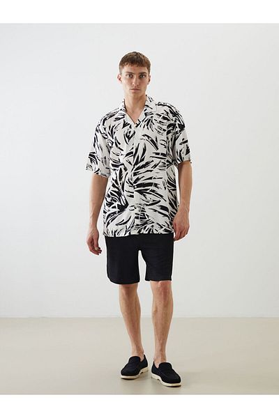 LC Waikiki Regular Fit Short Sleeve Patterned Viscose Men's Shirt