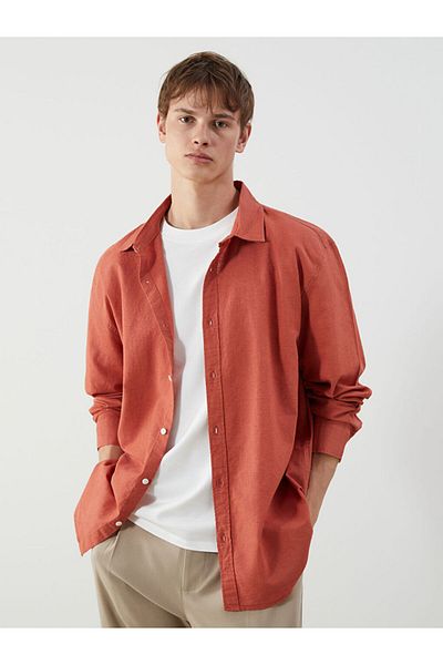 LC Waikiki Regular Fit Long Sleeve Linen Blended Men's Shirt