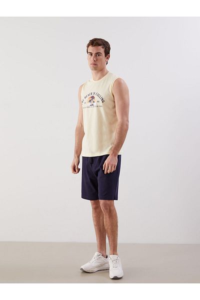 LC Waikiki Ανδρικό αμάνικο μπλουζάκι με στάμπα New Season Crew Neck - S5KL98Z8