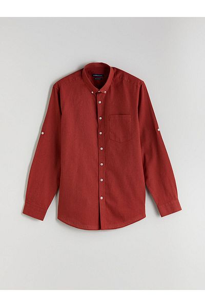 LC Waikiki Regular Fit Long Sleeve Linen Blended Men's Shirt