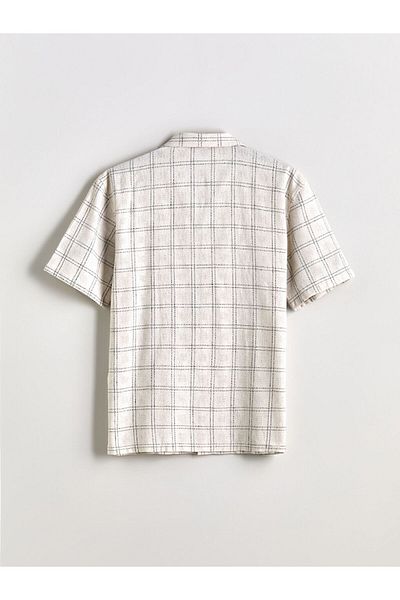 LC Waikiki Regular Fit Short Sleeve Plaid Dobby Men's Shirt