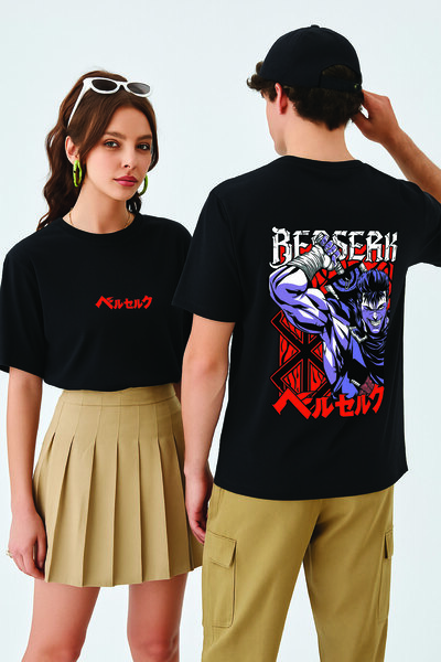 By Caspita Fashion Μαύρο μπλουζάκι Lenithra Berserk Guts Anime με στάμπα Unis...