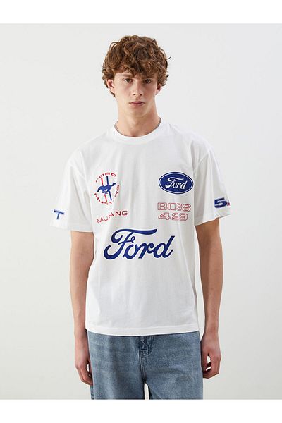LC Waikiki New Season Crew Neck εμπριμέ χτενισμένο βαμβακερό ανδρικό Tisort - S5OC19Z8