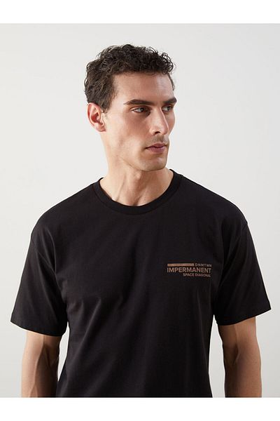 LC Waikiki New Season Crew Neck Κοντό μανίκι εμπριμέ χτενισμένο βαμβακερό ανδρικό Tisort - S5J855Z8