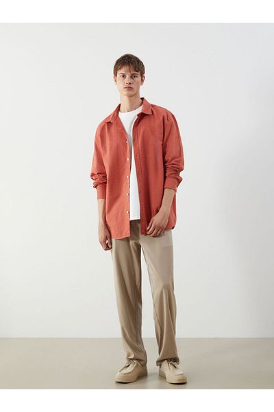 LC Waikiki Regular Fit Long Sleeve Linen Blended Men's Shirt