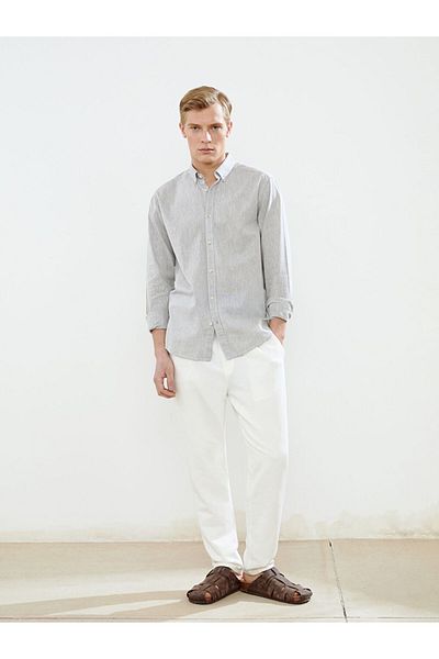 LC Waikiki Slim Fit Long Sleeve Linen Blended Men's Shirt