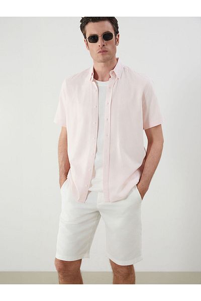 LC Waikiki Regular Fit Short Sleeve Linen Blended Men's Shirt