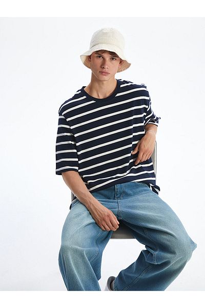 LC Waikiki Crew Neck Striped Combed Cotton Men's T-Shirt