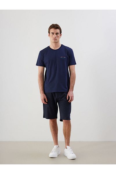 LC Waikiki New Season Crew Neck Κοντό μανίκι εμπριμέ χτενισμένο βαμβακερό ανδρικό Tisort - S5J865Z8