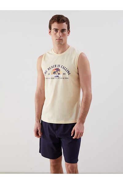 LC Waikiki Ανδρικό αμάνικο μπλουζάκι με στάμπα New Season Crew Neck - S5KL98Z8
