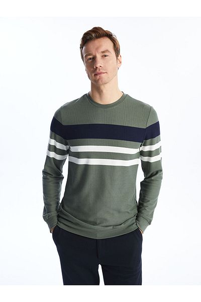 LC Waikiki Crew Neck Long Sleeve Striped Men's Sweatshirt