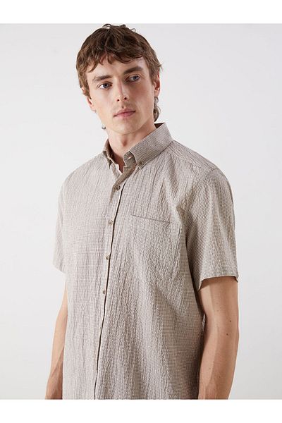 LC Waikiki Regular Fit Short Sleeve Plaid Men's Shirt