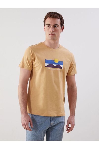 LC Waikiki Νέα σεζόν Crew Neck κοντομάνικο εμπριμέ χτενισμένο βαμβακερό ανδρικό Tisort - S5KP02Z8