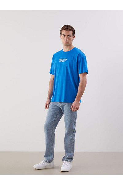LC Waikiki Tricou pentru bărbați din bumbac pieptănat imprimat cu gât crew sezon nou - S5KB56Z8