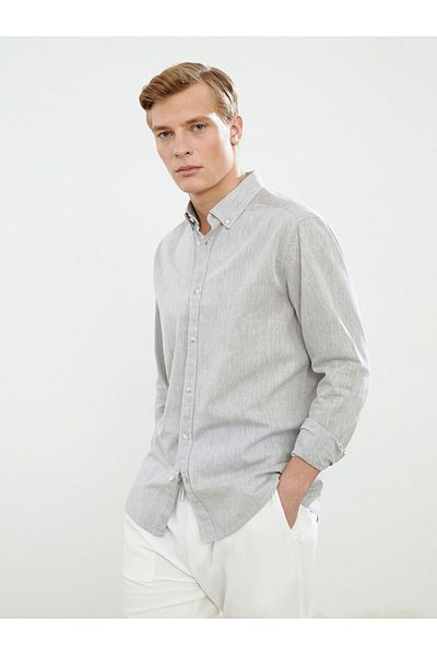 LC Waikiki Slim Fit Long Sleeve Linen Blended Men's Shirt