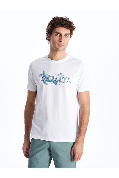 LC Waikiki Crew Neck Short Sleeve Antalya Printed Combed Cotton Men's T-Shirt