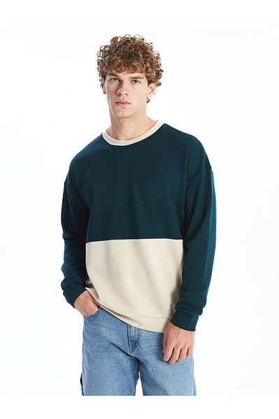 LC Waikiki Crew Neck Long Sleeve Color Block Men's Sweatshirt