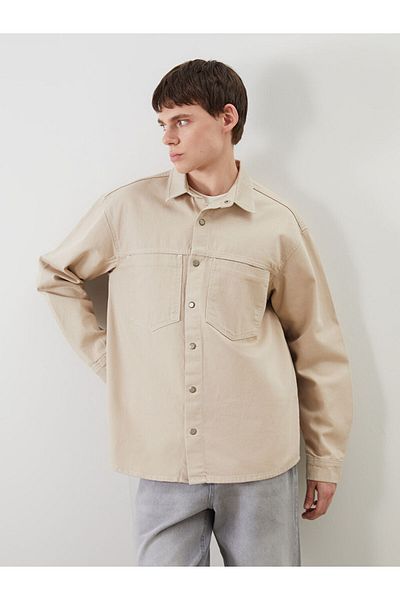 LC Waikiki Comfortable Fit Long Sleeve Men's Jean Shirt Jacket