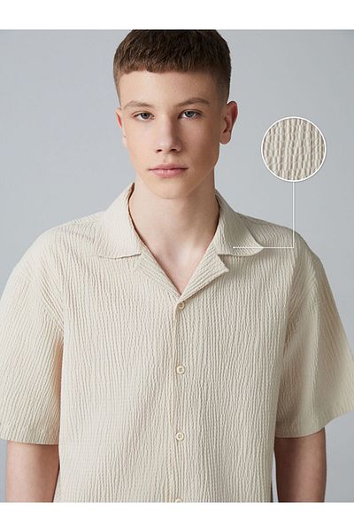 LC Waikiki Short Sleeve Textured Young Men's Shirt