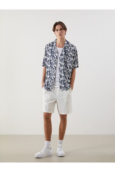 LC Waikiki Regular Fit Short Sleeve Patterned Viscose Men's Shirt