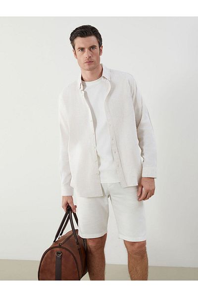 LC Waikiki Regular Fit Long Sleeve Linen Blended Men's Shirt