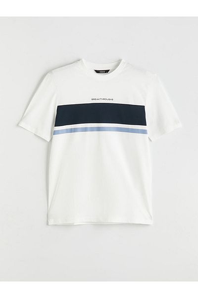 LC Waikiki New Season Crew Neck εμπριμέ χτενισμένο βαμβακερό ανδρικό Tisort - S5IL49Z8