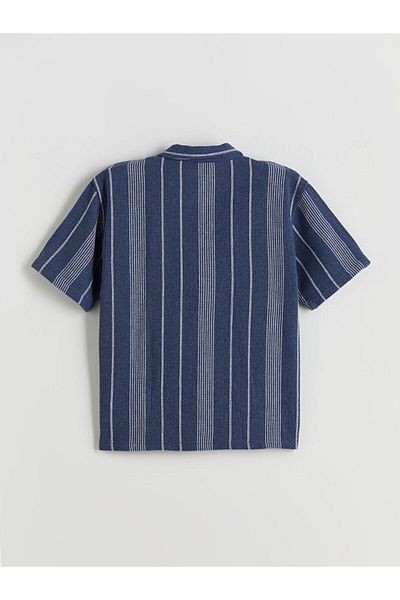 LC Waikiki Indigo Striped Short Sleeve Boy's Shirt