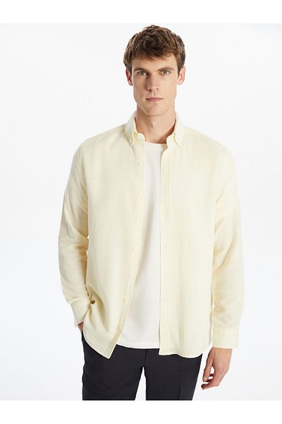 LC Waikiki New Season Standard Fit Long Sleeve Gabardine Men's Shirt - S5Pr50Z8