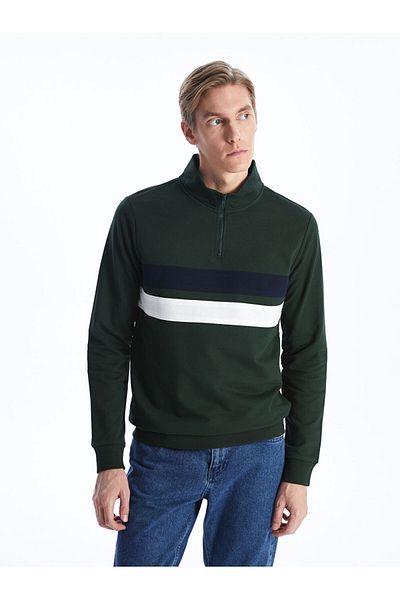LC Waikiki Stand Collar Long Sleeve Color Block Men's Sweatshirt
