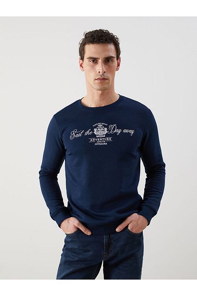 LC Waikiki Crew Neck Printed Men's Thick Sweatshirt