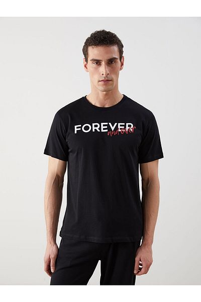 LC Waikiki Νέα σεζόν Crew Neck κοντομάνικο εμπριμέ χτενισμένο βαμβακερό ανδρικό μπλουζάκι - S5HT73Z8