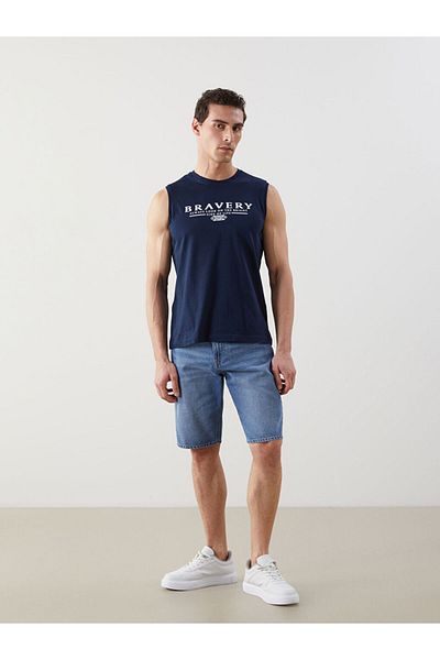 LC Waikiki Ανδρικό αμάνικο μπλουζάκι με στάμπα New Season Crew Neck - S5KO05Z8