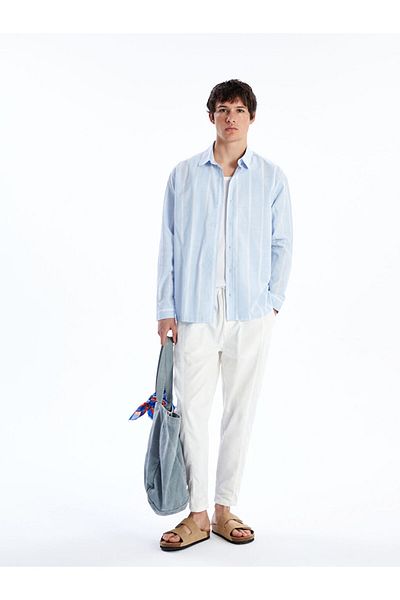 LC Waikiki Comfortable Fit Long Sleeve Striped Poplin Men's Shirt