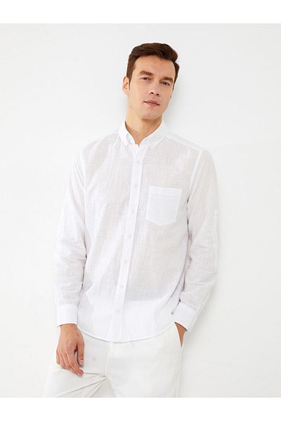 LC Waikiki Regular Fit Long Sleeve Linen Blended Men's Shirt
