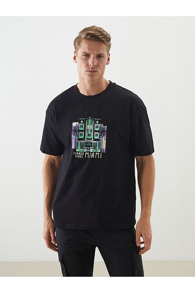 LC Waikiki New Season Crew Neck εμπριμέ χτενισμένο βαμβακερό ανδρικό Tisort - S5J859Z8