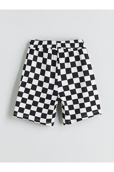 LC Waikiki Black Patterned Boy's Shorts with Elastic Waist