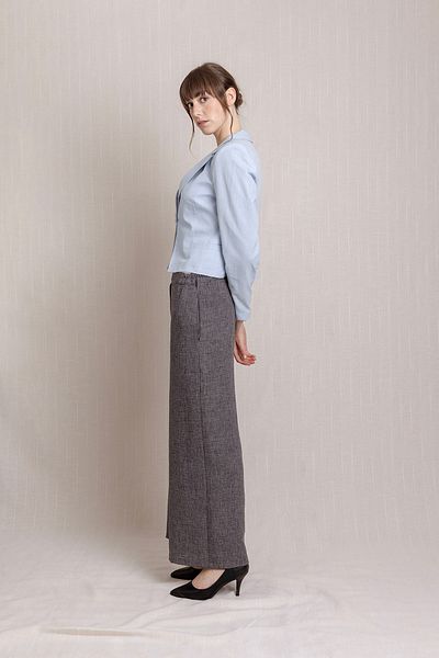 Volanlı Loose Linen Trousers