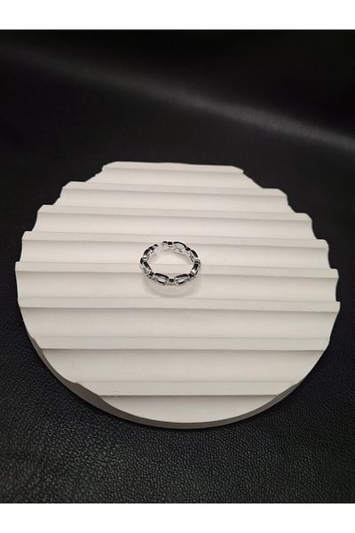 Han Ticarethane Stoned Chain Model Silver Color Ring