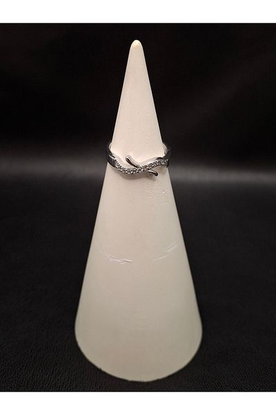 Han Ticarethane Silver Color Adjustable Ring with Stones
