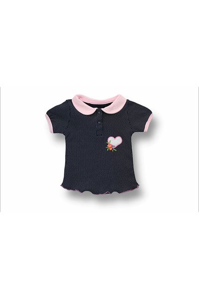 ALFA AKSESUAR 03 3-6 6-9 9-12 12-18 Months Space Heart Embroidered Bandana Short Sleeve Sweatshirt 3-Piece Baby Girl Set Black
