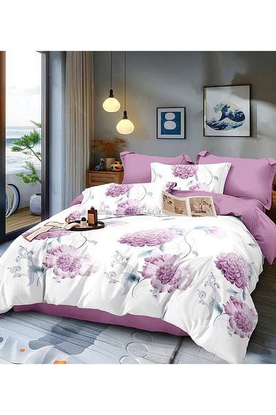 CHIRASO Finet CHIRASO 6-Piece Bedding Set, 2 Persons, Floral Print, pastel white-purple