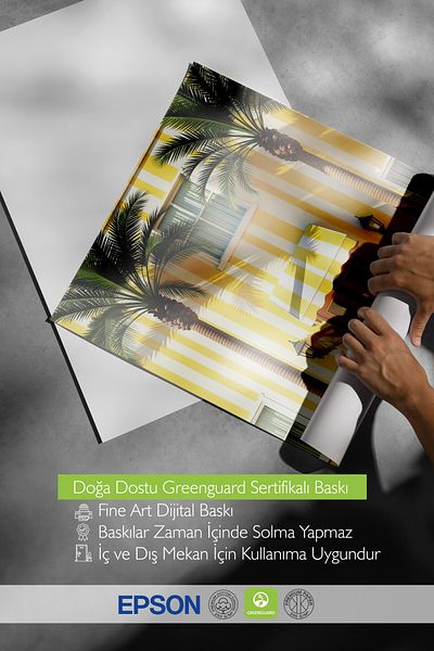 Postifull Frameless Wall Poster, Yellow House and Palm Trees, Photo, Maximalist, Yellow Color Poster, 2025