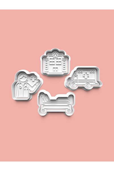 AKTASTORE قالب كوكيز المستشفى وقالب عجينة السكر مجموعة من 4 قطع 0626-set